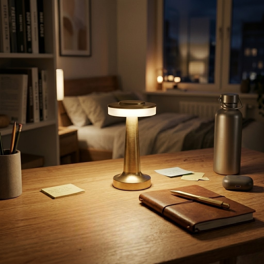 Lampe de bureau dorée minimaliste | Luminor