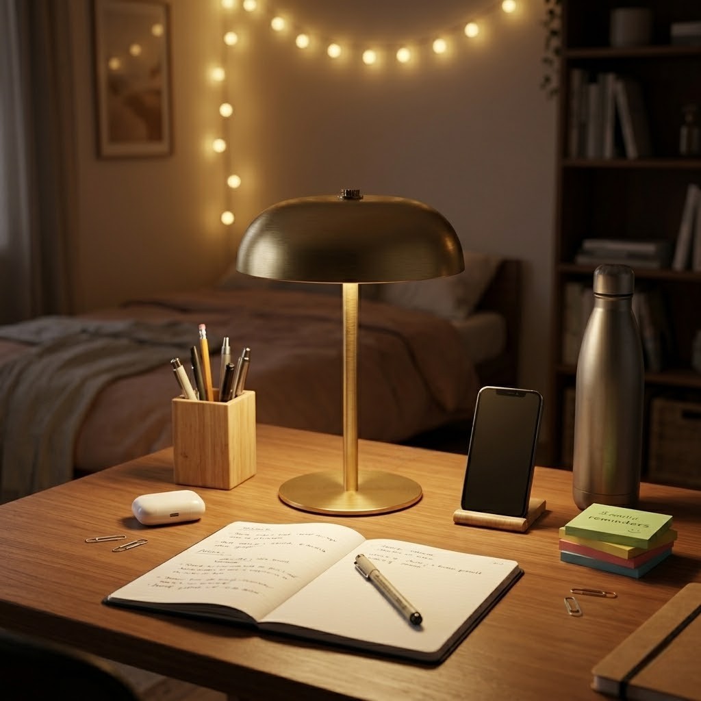 Lampe de bureau dorée rechargeable | Luxoria