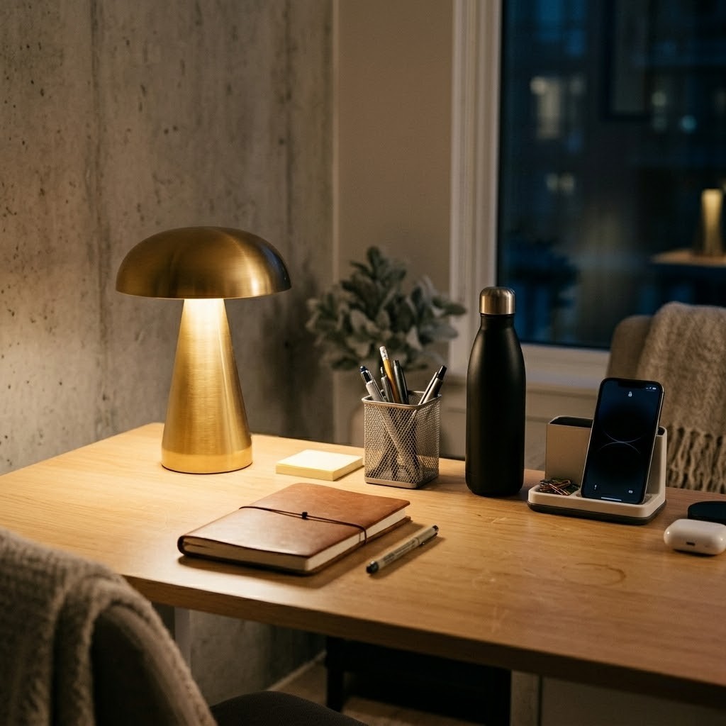 Lampe de bureau dorée sans fil | Aurexia
