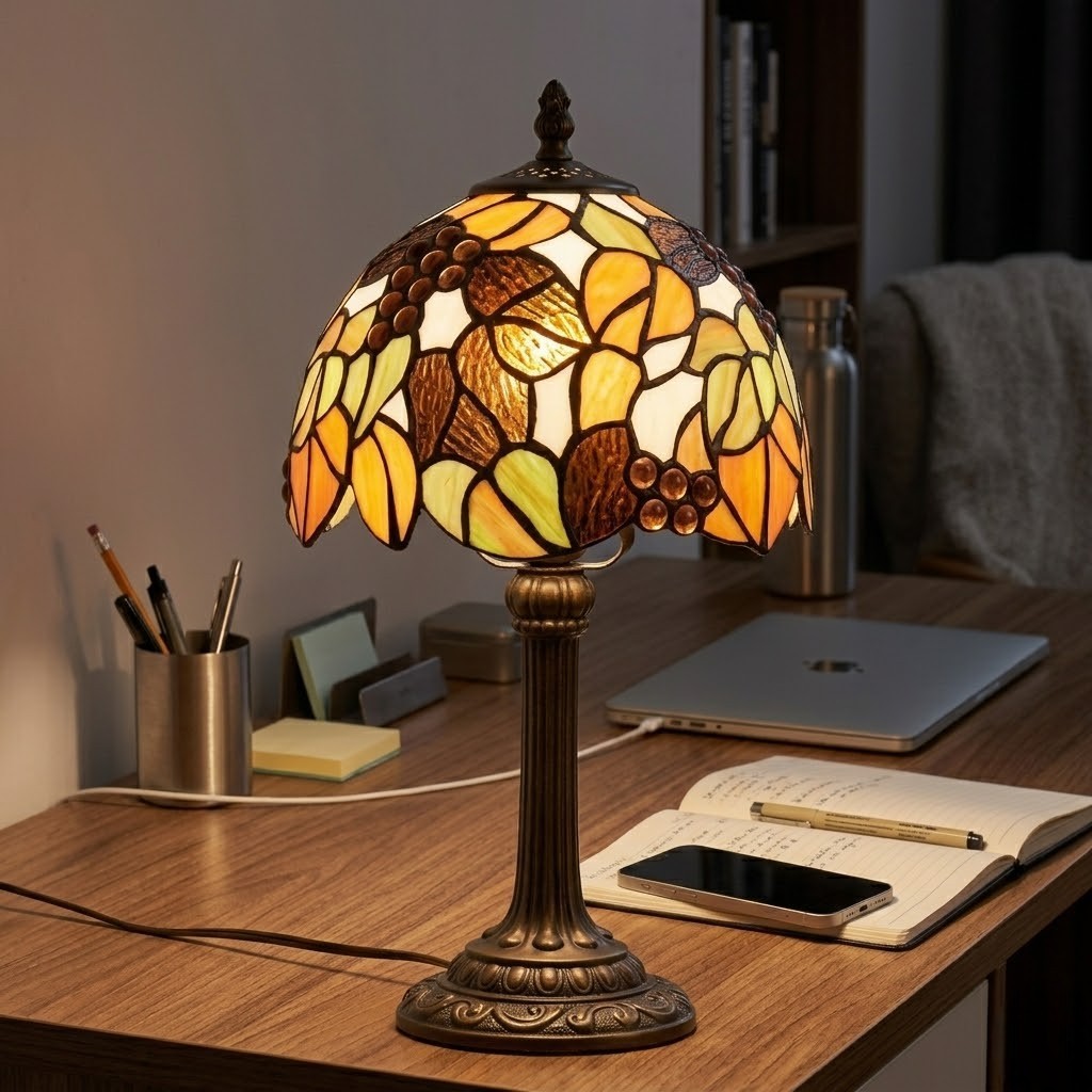 Lampe de bureau vintage multicolore | Tiffalya