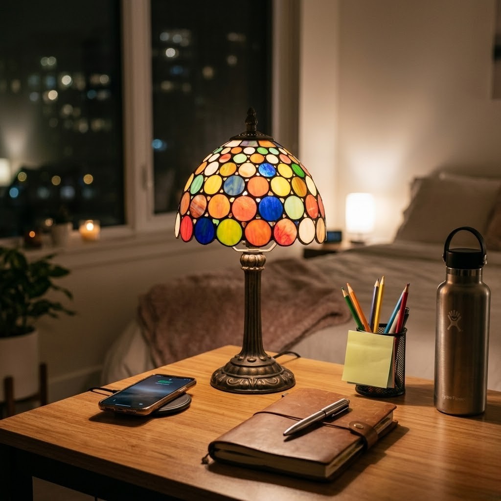 Lampe de bureau vintage vitrail | Stainora