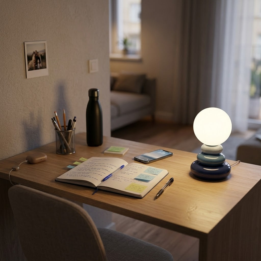 Lampe de bureau bleue pierre | Stonelia