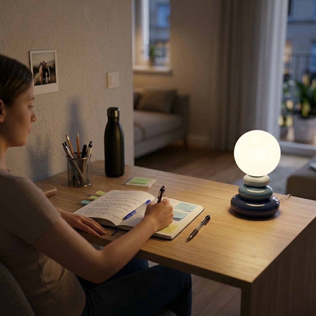 Lampe de bureau bleue pierre | Stonelia