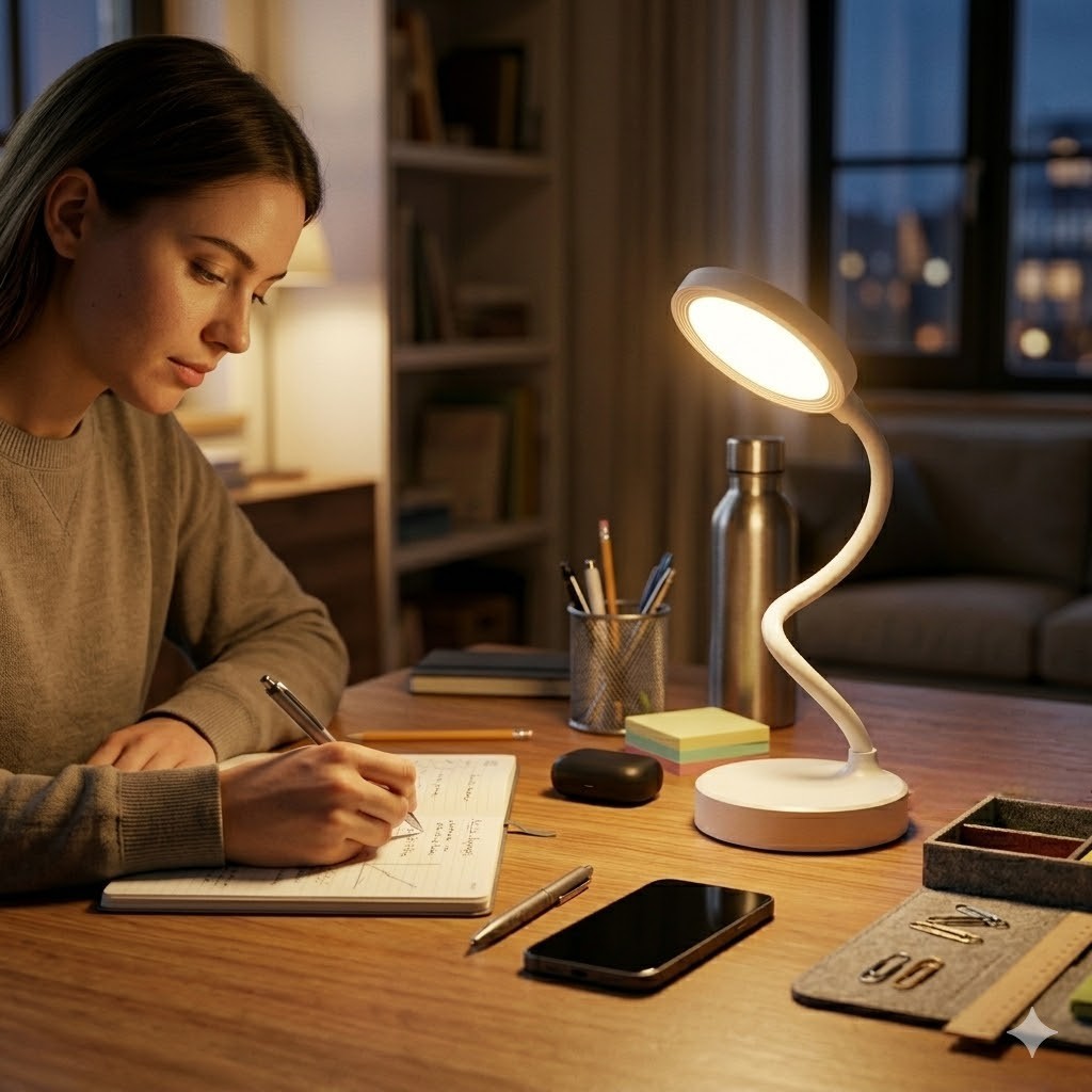 Lampe de bureau blanche rechargeable | Lunaria