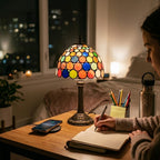 Lampe de bureau vintage vitrail | Stainora