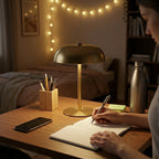 Lampe de bureau dorée rechargeable | Luxoria