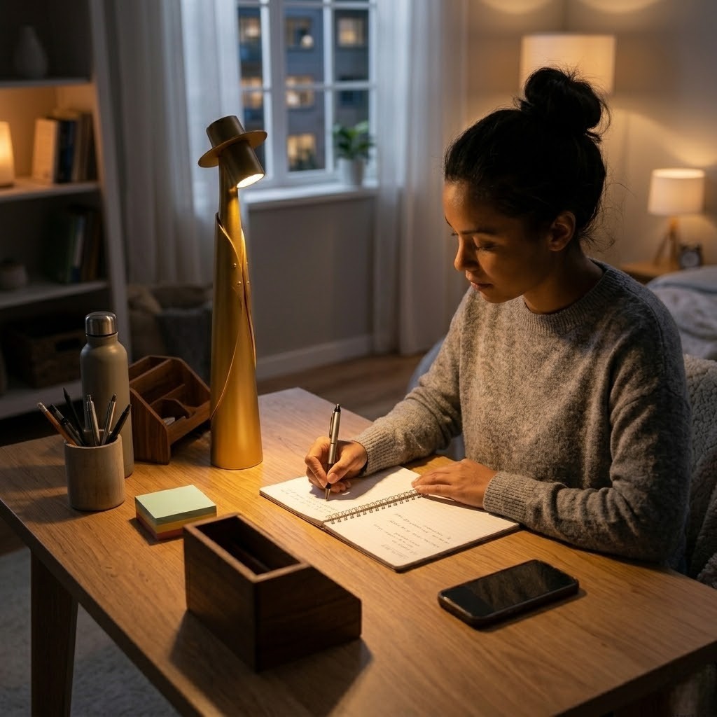 Lampe de bureau dorée moderne | Solaryna