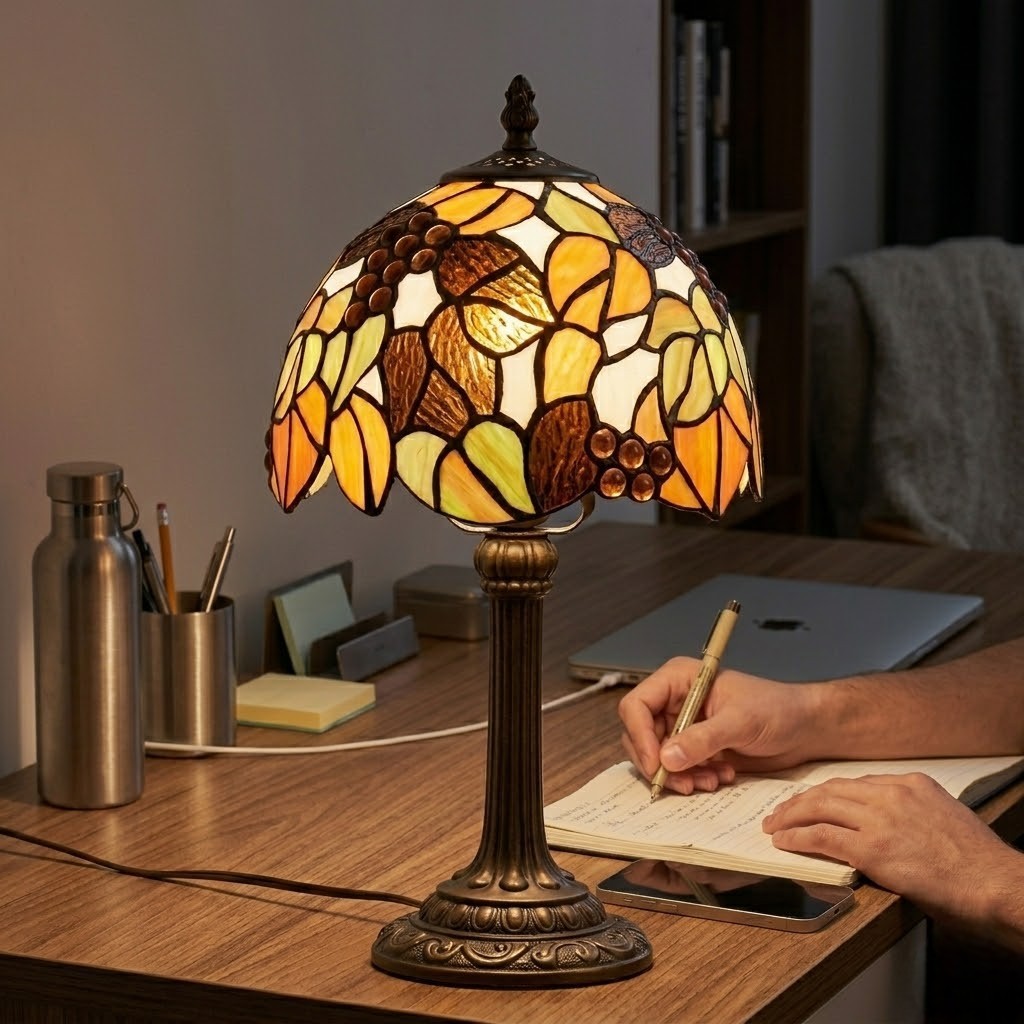 Lampe de bureau vintage multicolore | Tiffalya