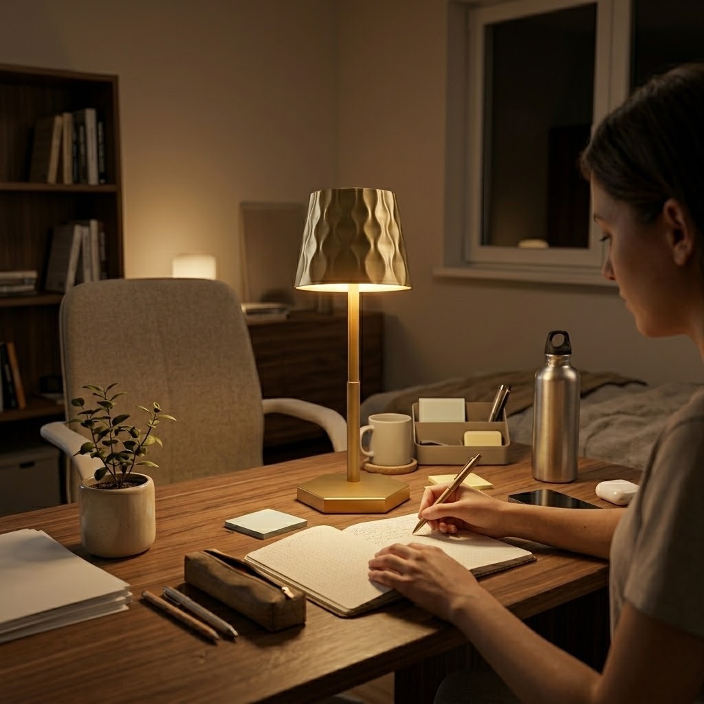 Lampe de bureau dorée cristal | Cristalya