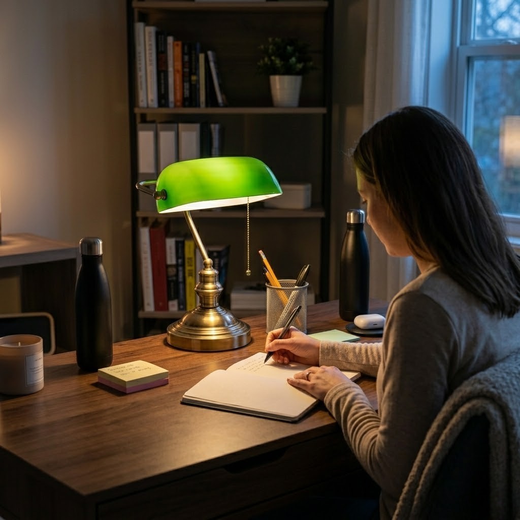 Lampe de bureau verte vintage | Emeris
