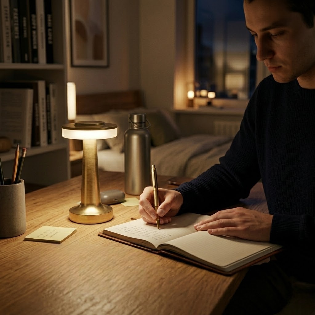 Lampe de bureau dorée minimaliste | Luminor