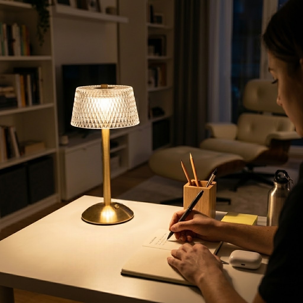 Lampe de bureau dorée moderne | Veloria