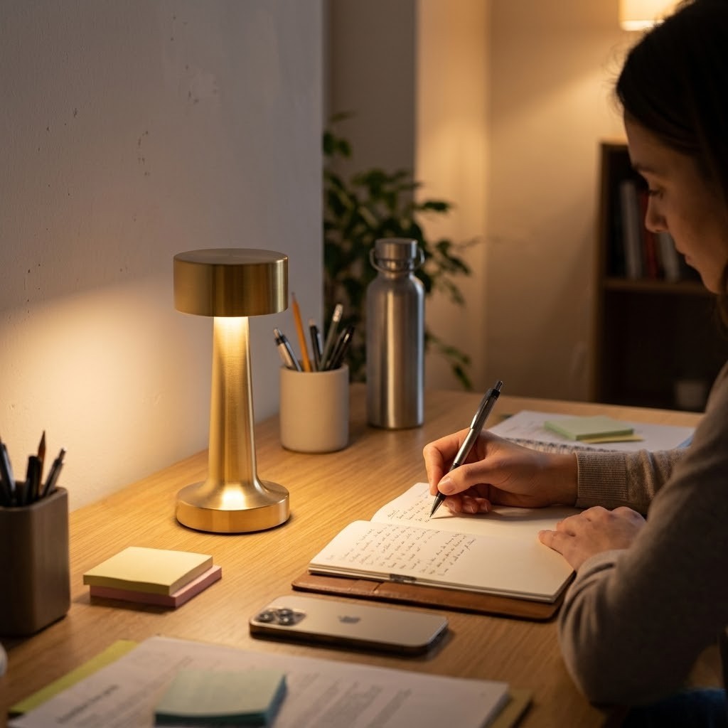 Lampe de bureau dorée rétro | Aurésia