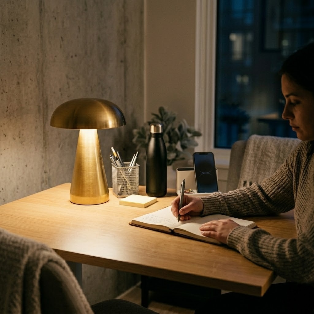 Lampe de bureau dorée sans fil | Aurexia