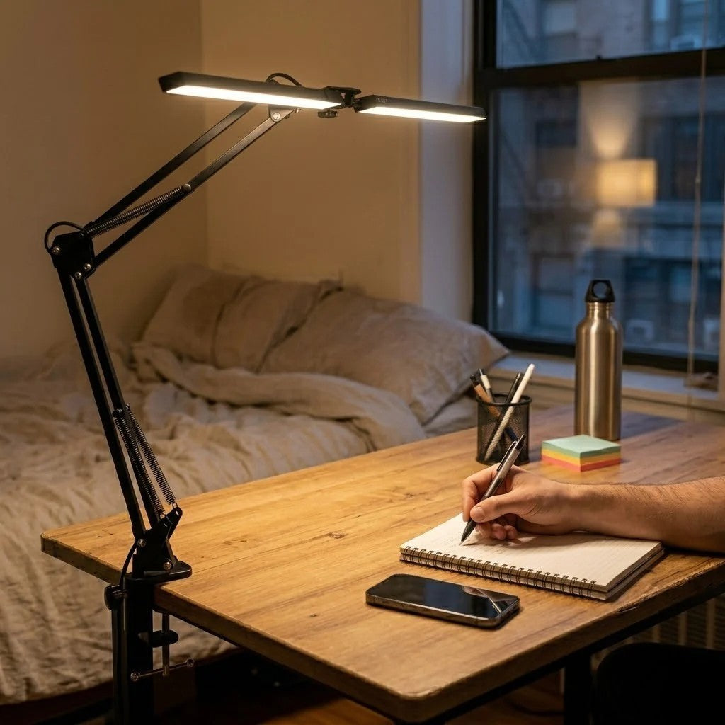 Lampe de bureau LED double tête | Ilonos