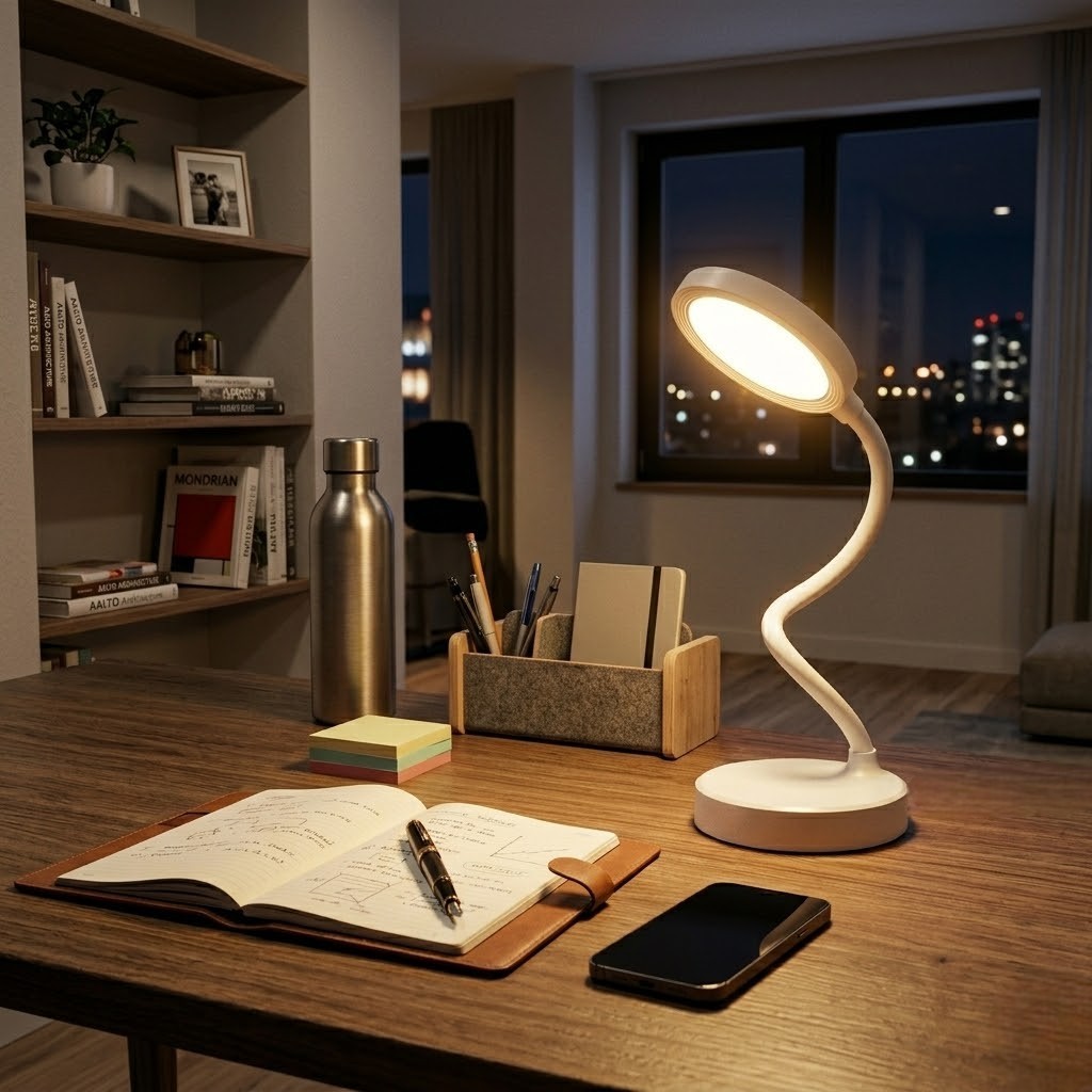 Lampe de bureau blanche rechargeable | Lunaria