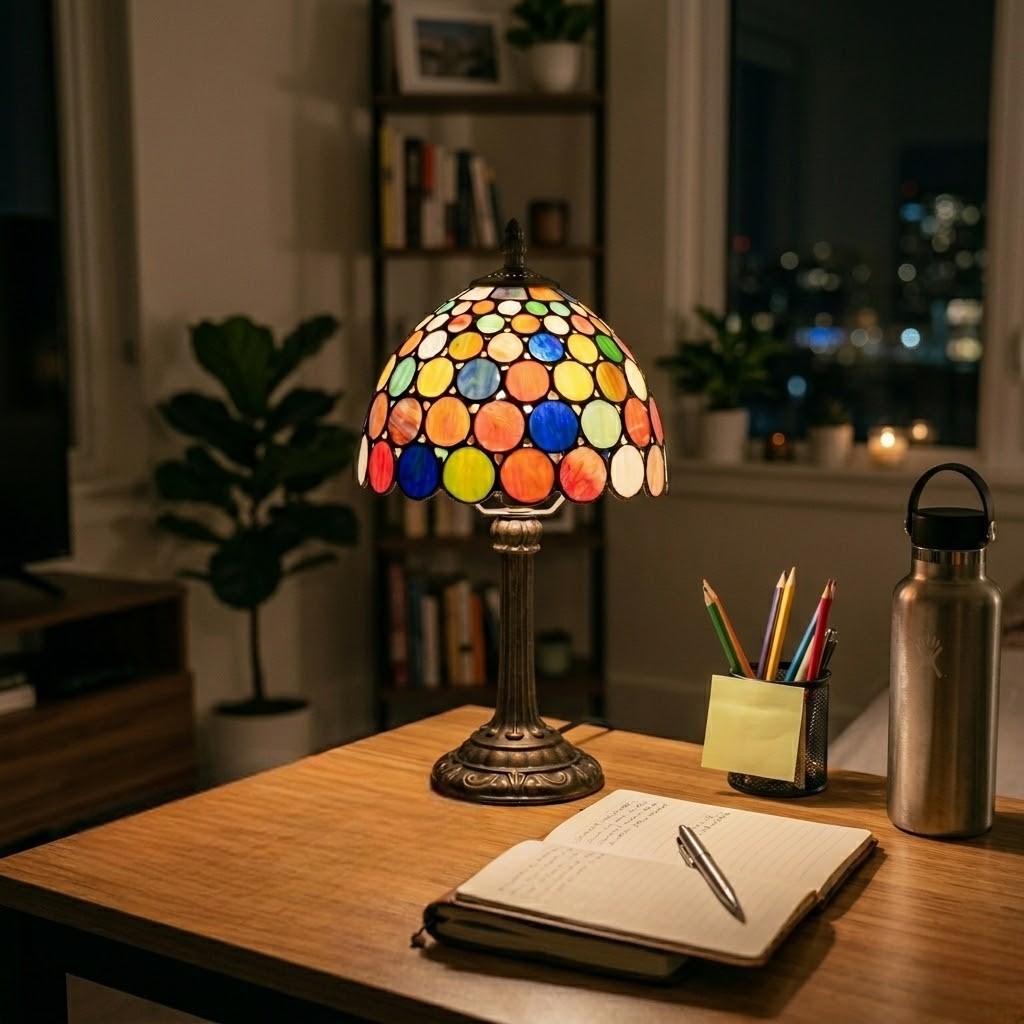 Lampe de bureau vintage vitrail | Stainora