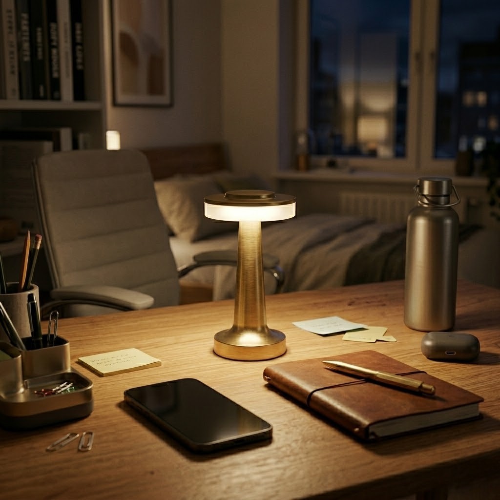 Lampe de bureau dorée minimaliste | Luminor