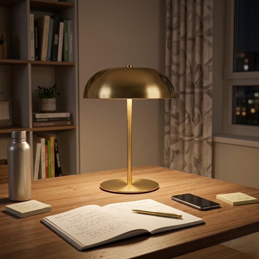 Lampe de bureau dorée rechargeable | Luxoria