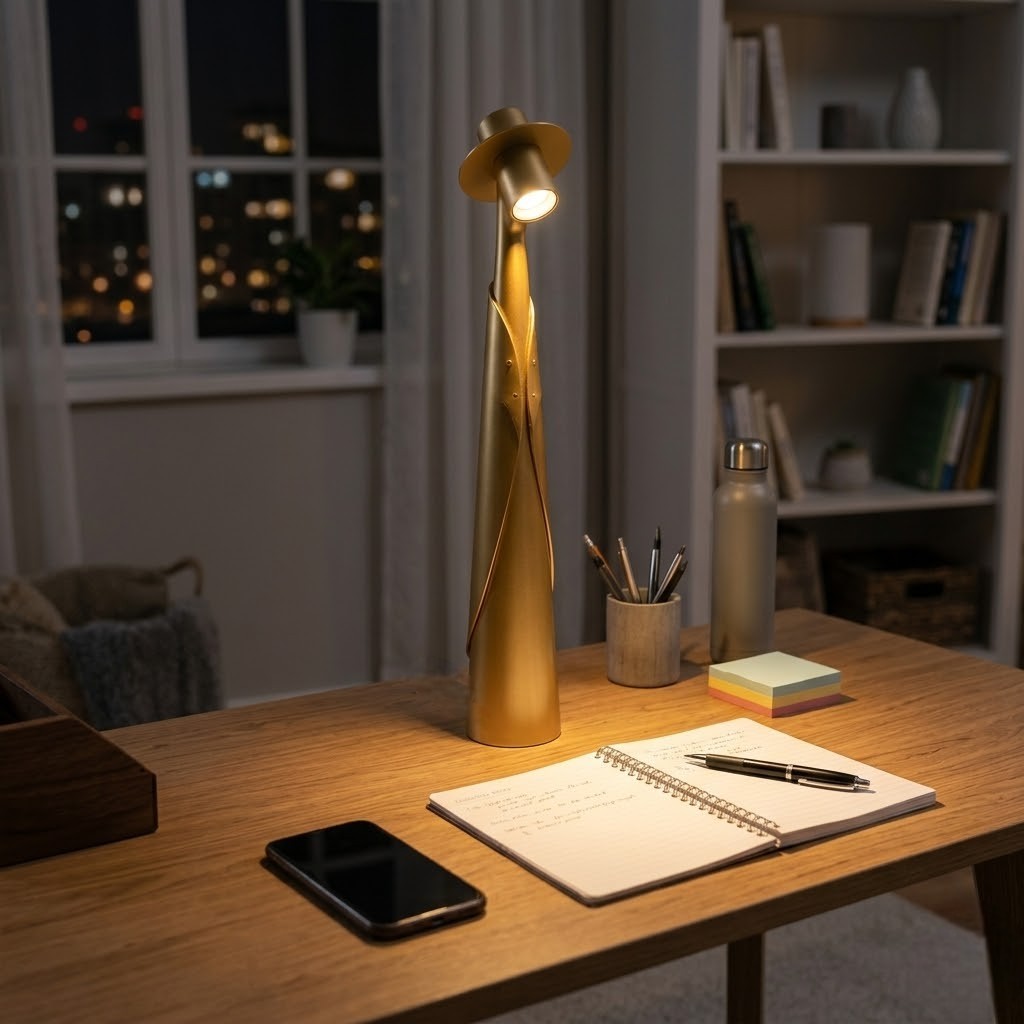 Lampe de bureau dorée moderne | Solaryna