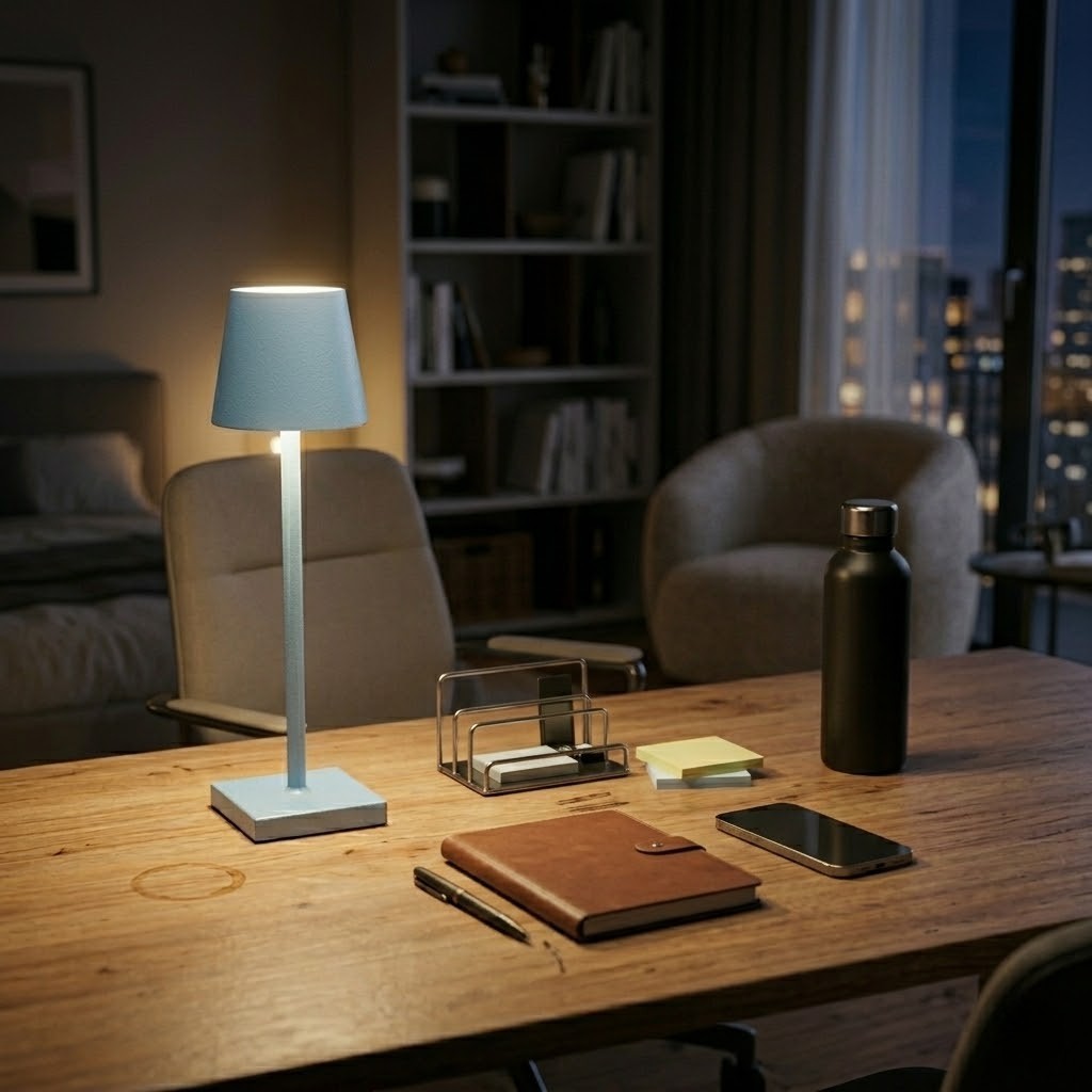 Lampe de bureau bleue aluminium | Aluvia
