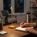 Lampe de bureau sans fil dorée | Solaris