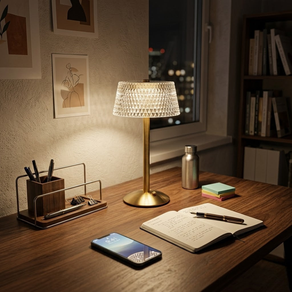 Lampe de bureau dorée moderne | Veloria
