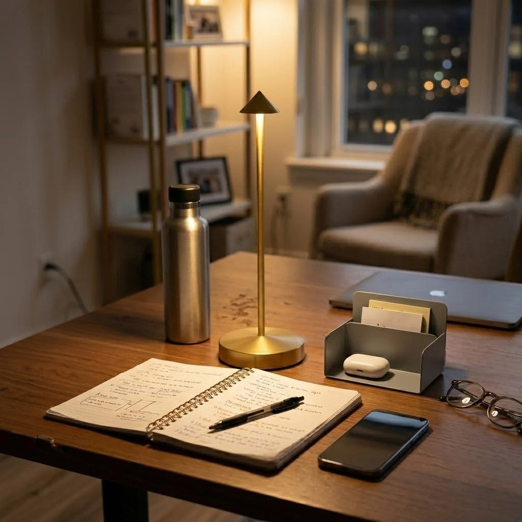 Lampe de bureau sans fil dorée | Solaris